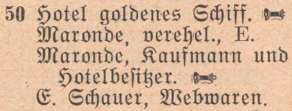 Adressbuch 1930, Zerbster Straße 50 / Hotel und Gasthof »Zum goldenen Schiff«